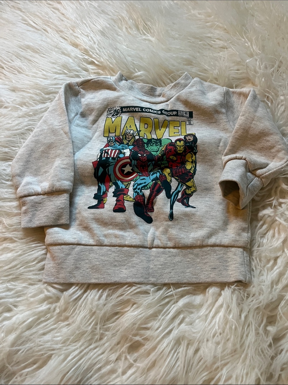 Marvel Kids Light Gray One-Piece with Multicolor Avengers Graphic